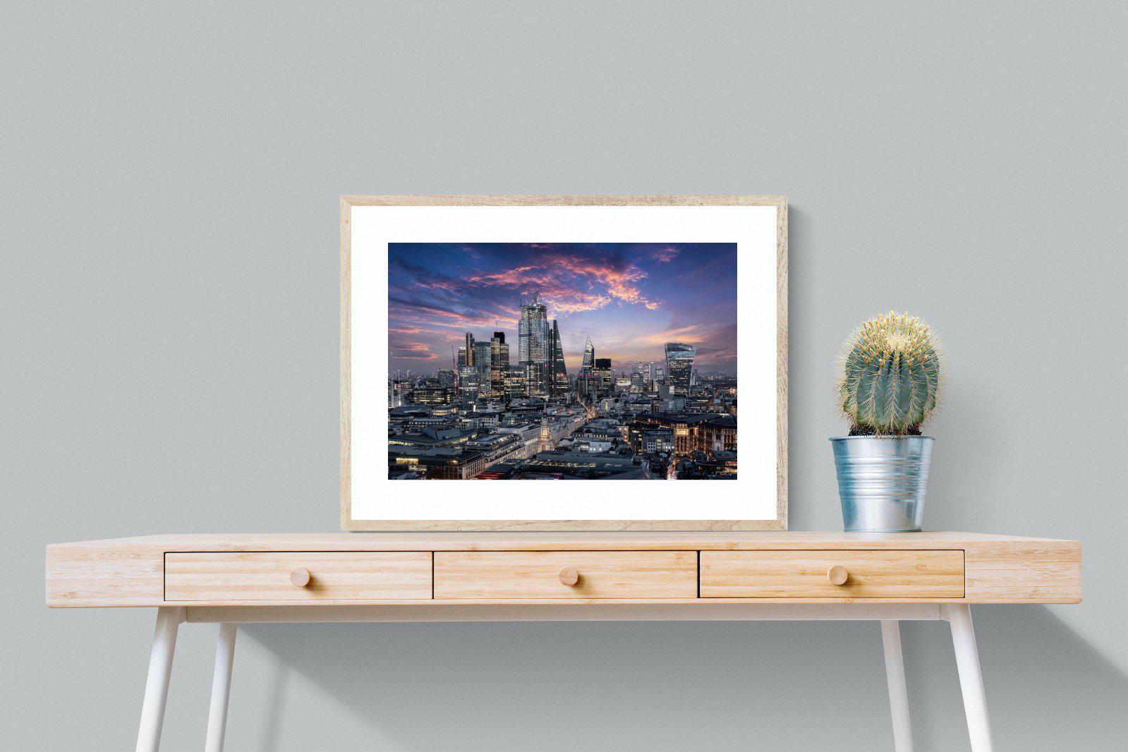 London Dusk-Wall_Art-80 x 60cm-Framed Print-Wood-Pixalot