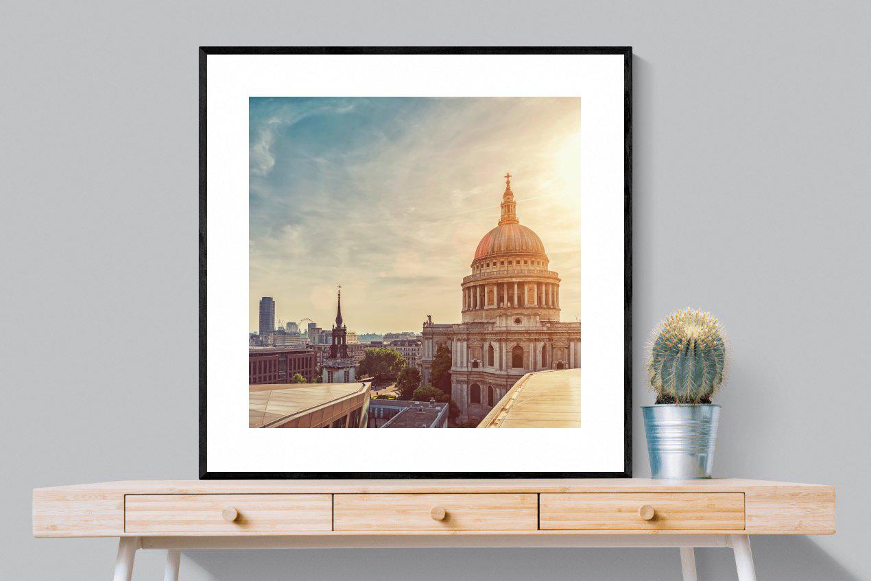 London's Cathedral-Wall_Art-100 x 100cm-Framed Print-Black-Pixalot