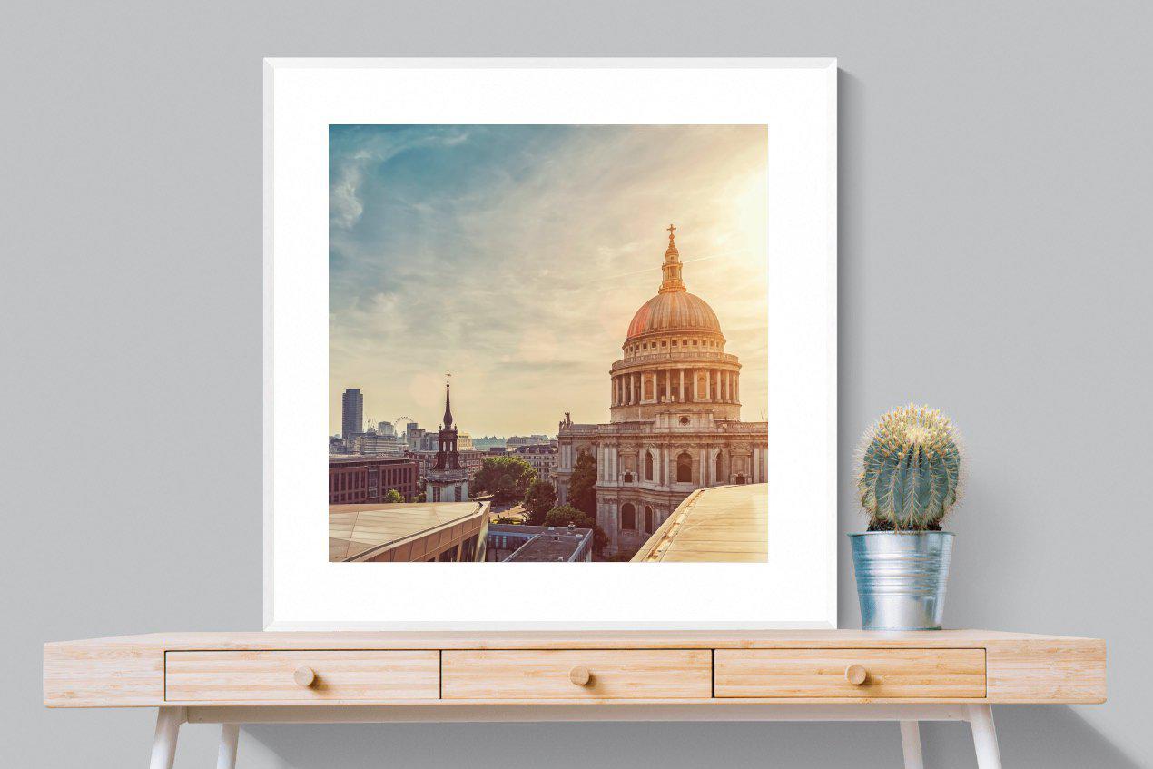 London's Cathedral-Wall_Art-100 x 100cm-Framed Print-White-Pixalot