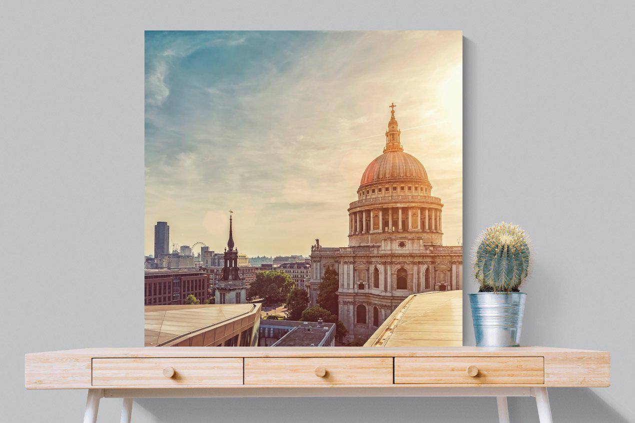London's Cathedral-Wall_Art-100 x 100cm-Mounted Canvas-No Frame-Pixalot