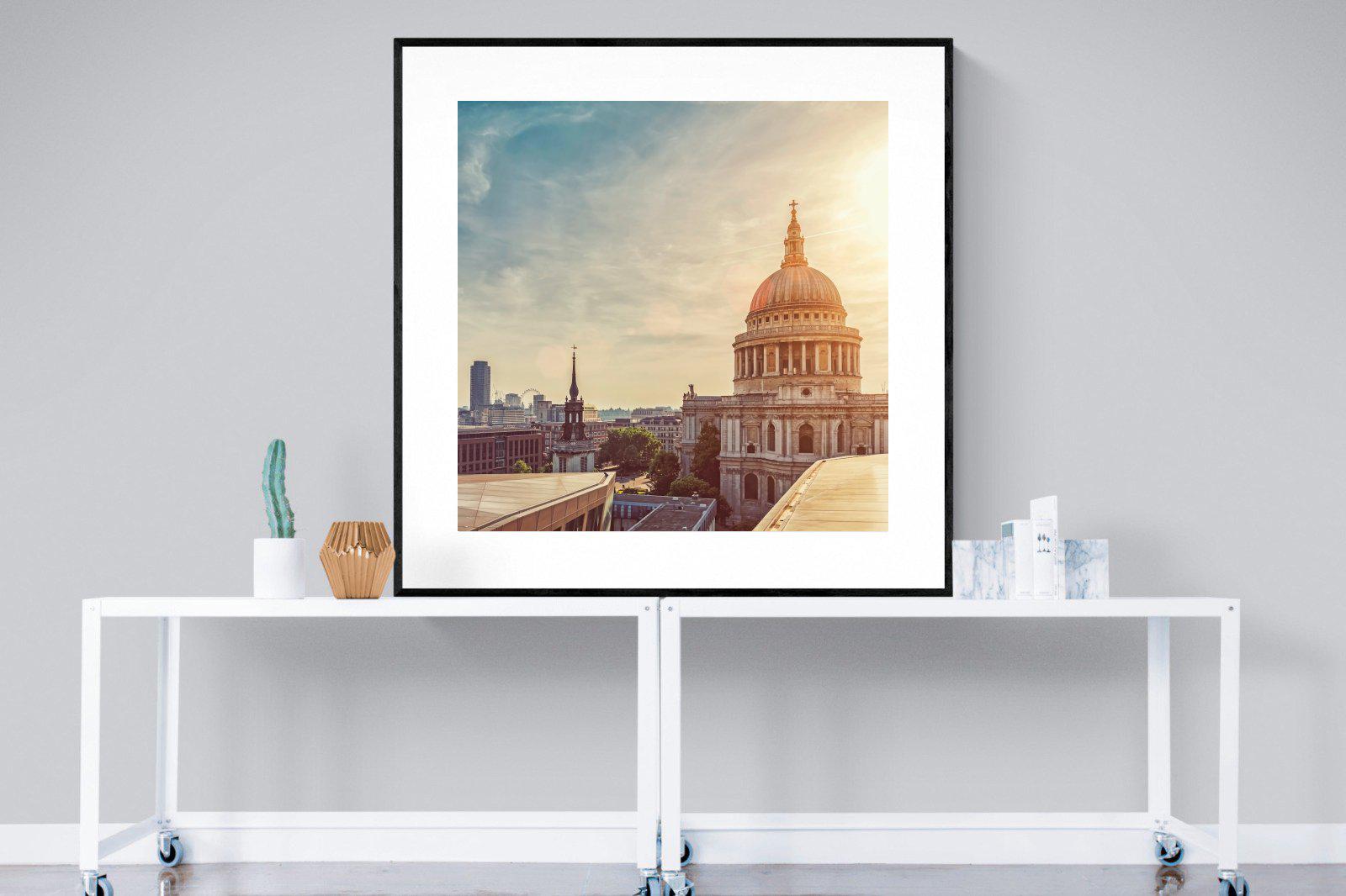 London's Cathedral-Wall_Art-120 x 120cm-Framed Print-Black-Pixalot