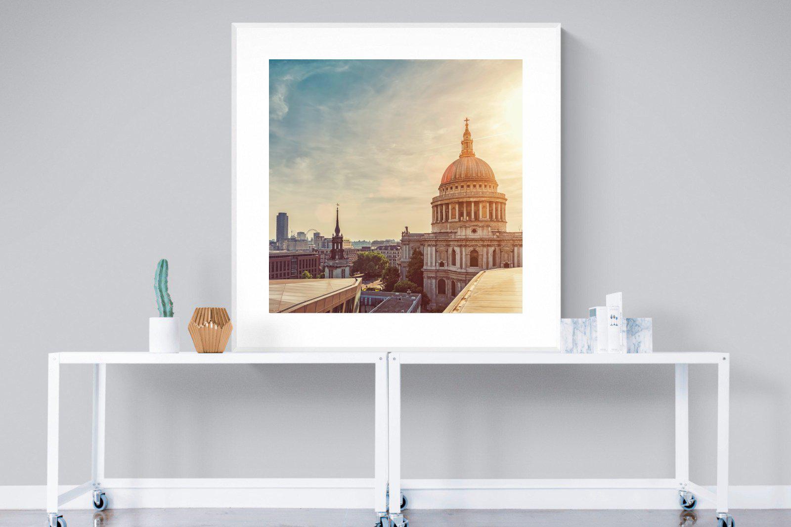 London's Cathedral-Wall_Art-120 x 120cm-Framed Print-White-Pixalot
