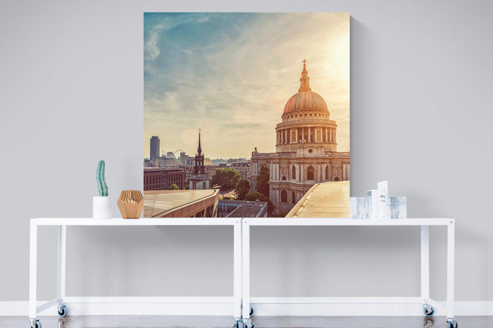 London's Cathedral-Wall_Art-120 x 120cm-Mounted Canvas-No Frame-Pixalot