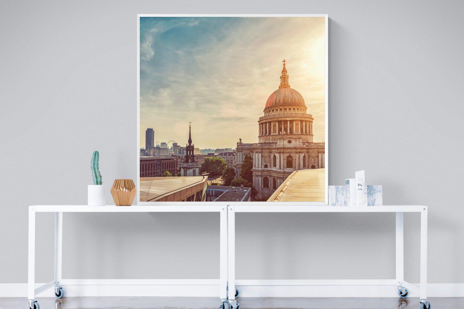 London's Cathedral-Wall_Art-120 x 120cm-Mounted Canvas-White-Pixalot