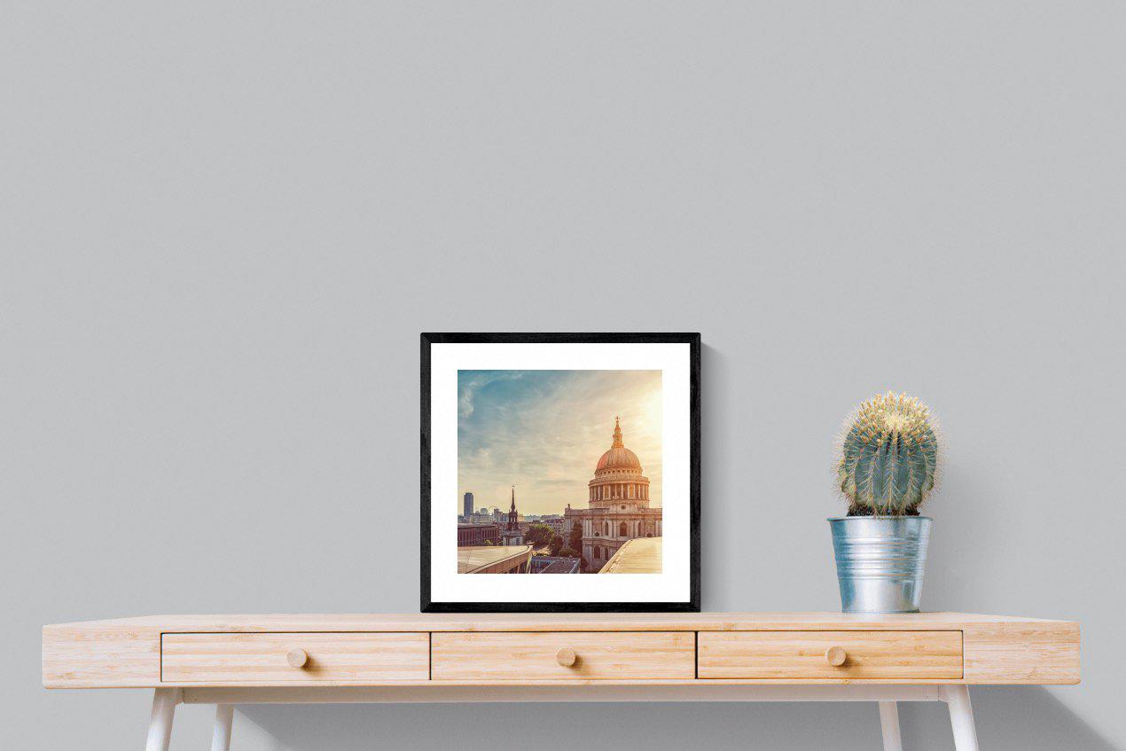 London's Cathedral-Wall_Art-50 x 50cm-Framed Print-Black-Pixalot