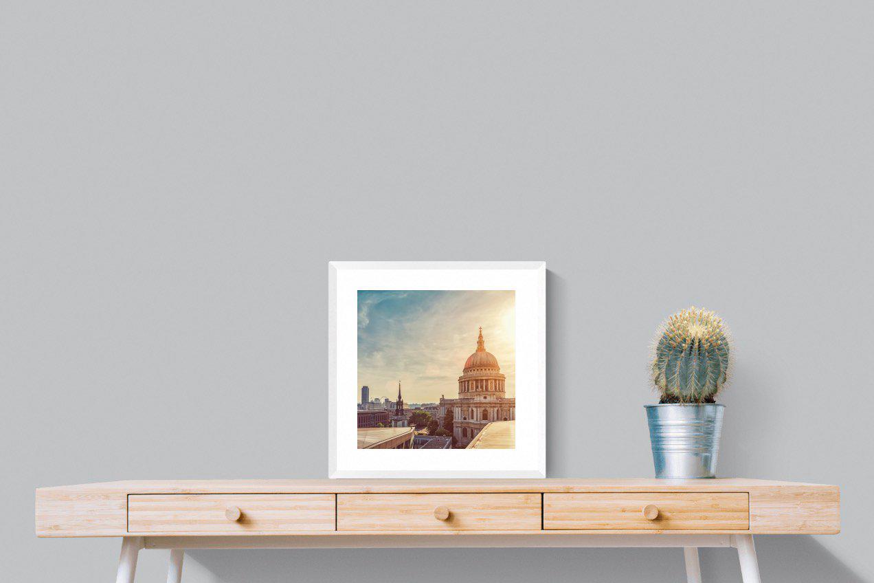 London's Cathedral-Wall_Art-50 x 50cm-Framed Print-White-Pixalot