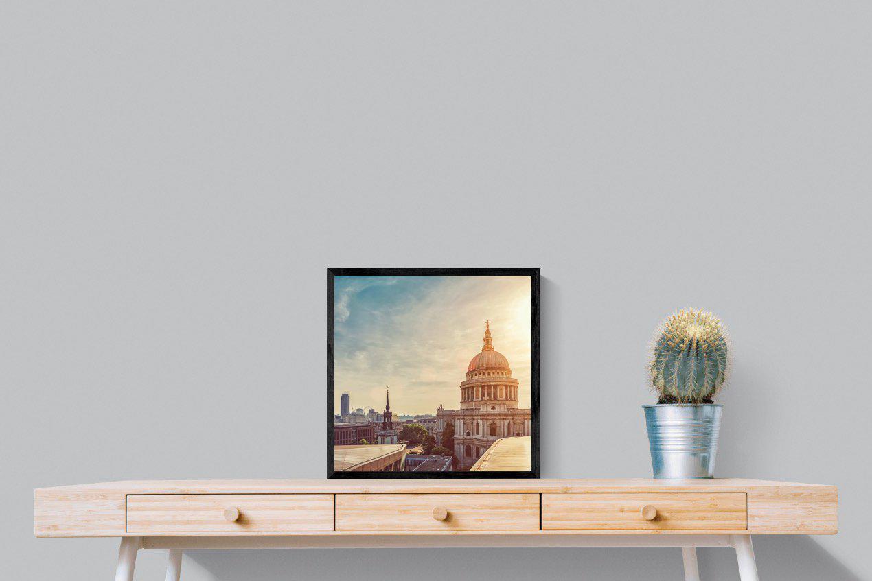 London's Cathedral-Wall_Art-50 x 50cm-Mounted Canvas-Black-Pixalot