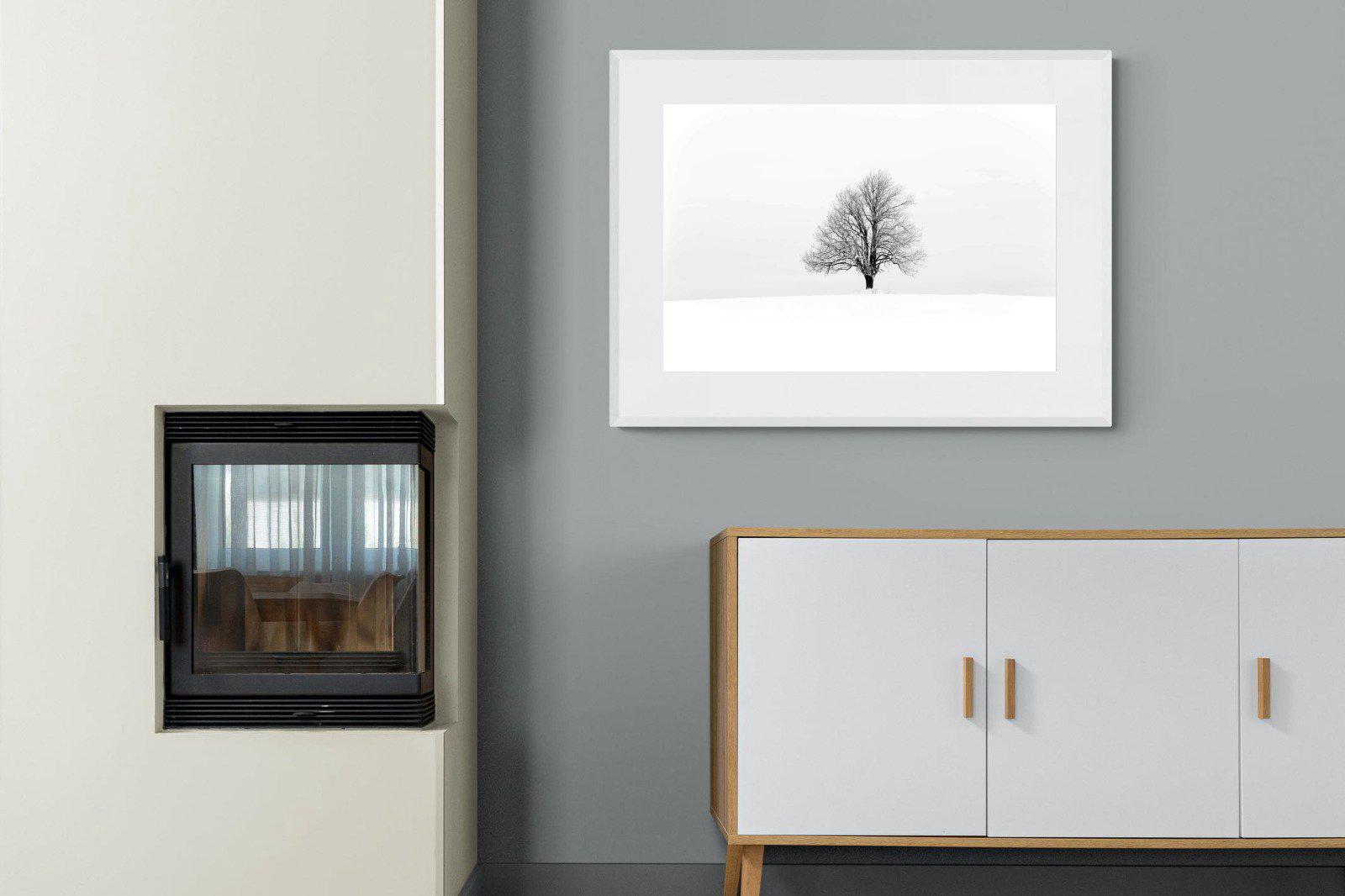 Lone Tree-Wall_Art-100 x 75cm-Framed Print-White-Pixalot