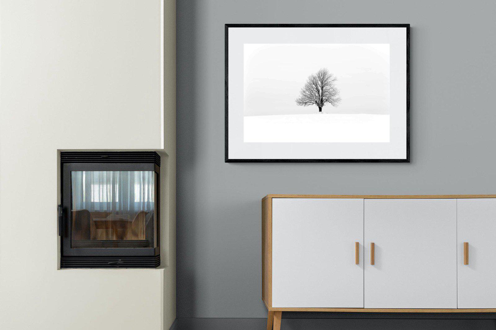 Lone Tree-Wall_Art-100 x 75cm-Framed Print-Black-Pixalot