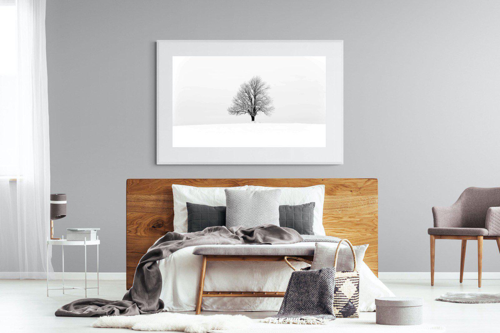 Lone Tree-Wall_Art-150 x 100cm-Framed Print-White-Pixalot