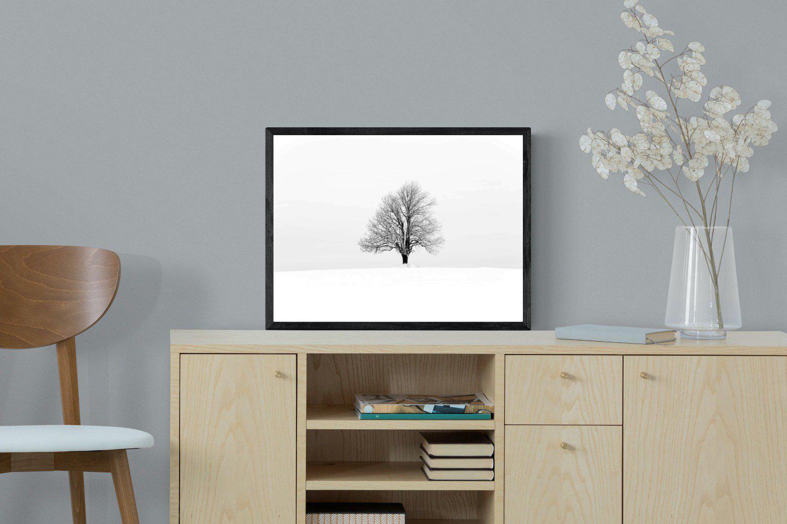 Lone Tree-Wall_Art-60 x 45cm-Mounted Canvas-Black-Pixalot