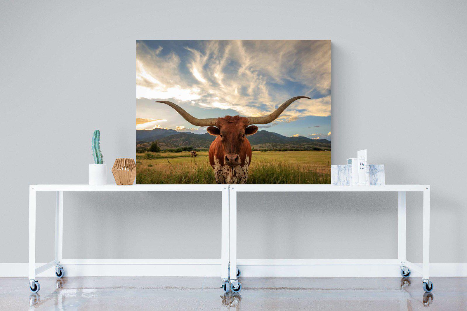 Long Horn-Wall_Art-120 x 90cm-Mounted Canvas-No Frame-Pixalot