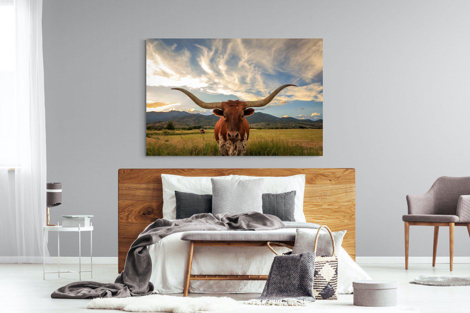 Long Horn-Wall_Art-150 x 100cm-Mounted Canvas-No Frame-Pixalot