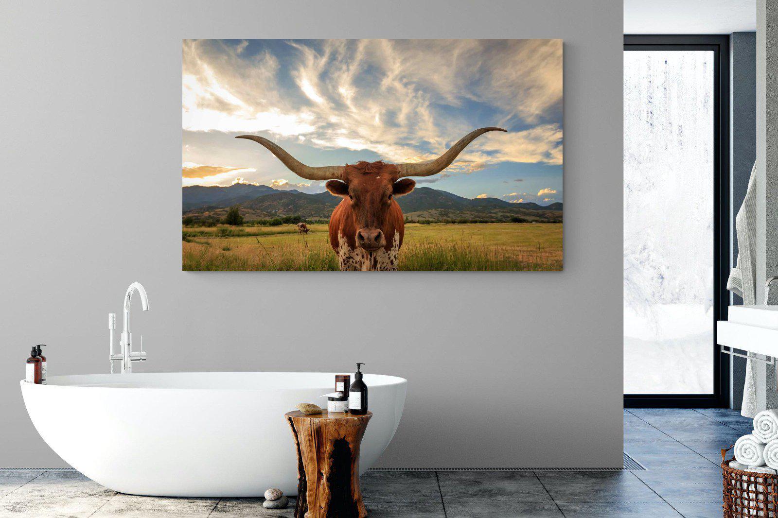 Long Horn-Wall_Art-180 x 110cm-Mounted Canvas-No Frame-Pixalot