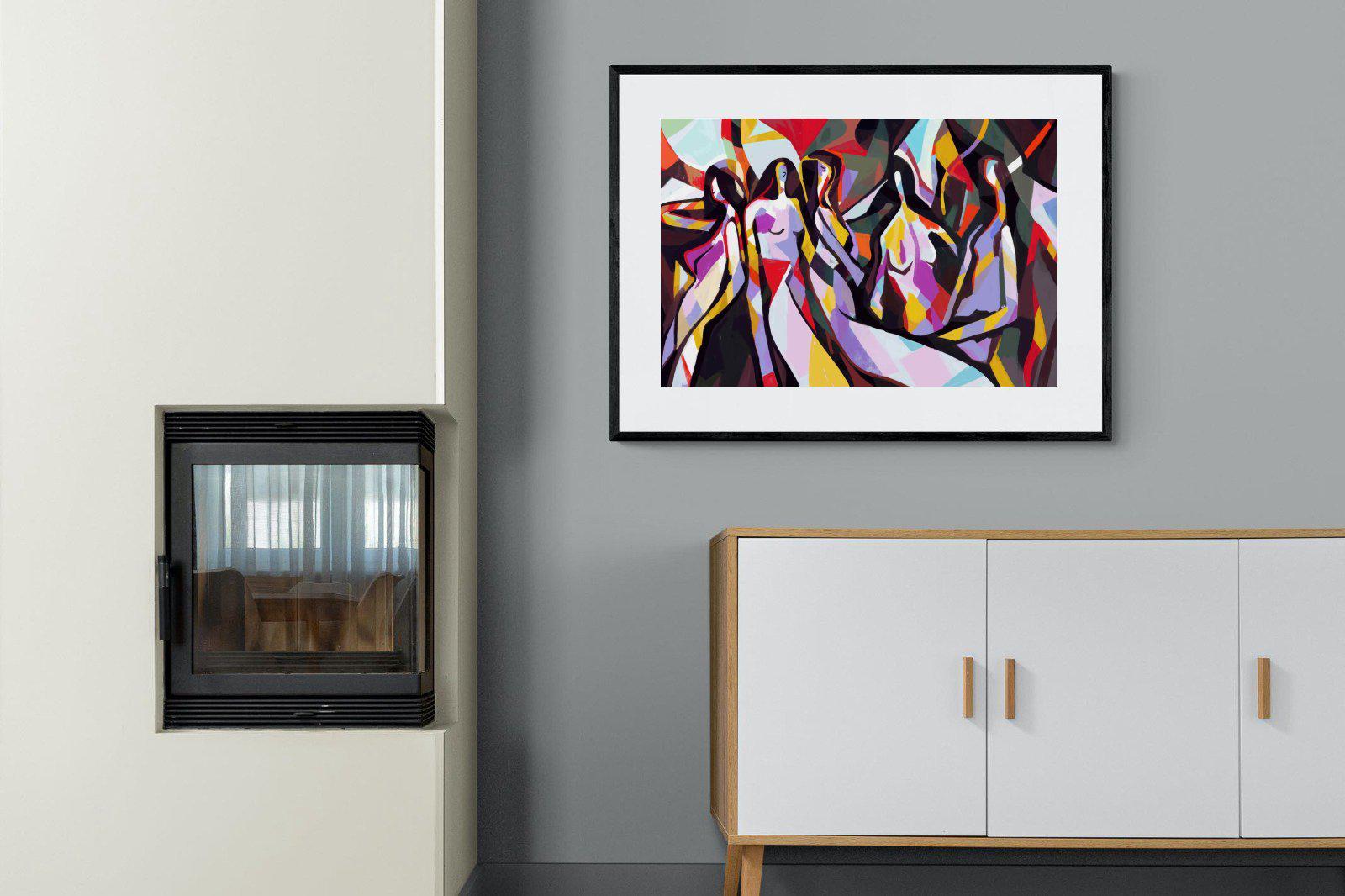 Lounging Ladies-Wall_Art-100 x 75cm-Framed Print-Black-Pixalot