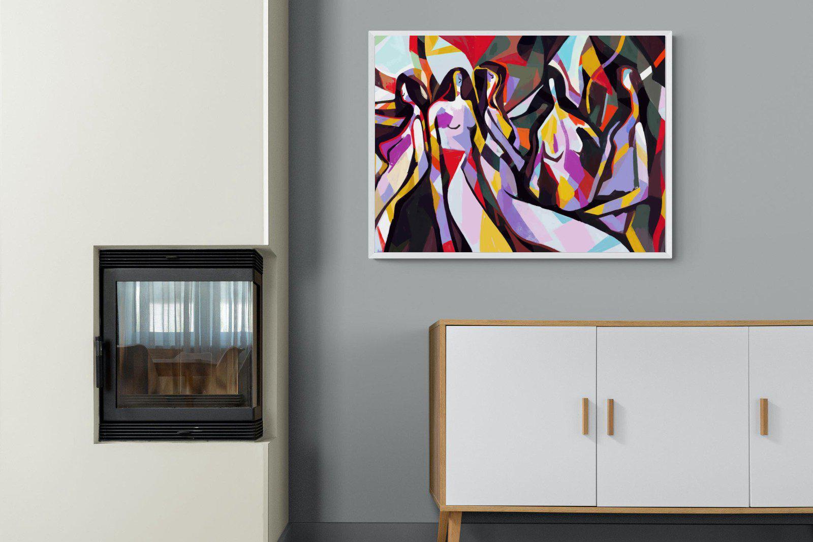 Lounging Ladies-Wall_Art-100 x 75cm-Mounted Canvas-White-Pixalot