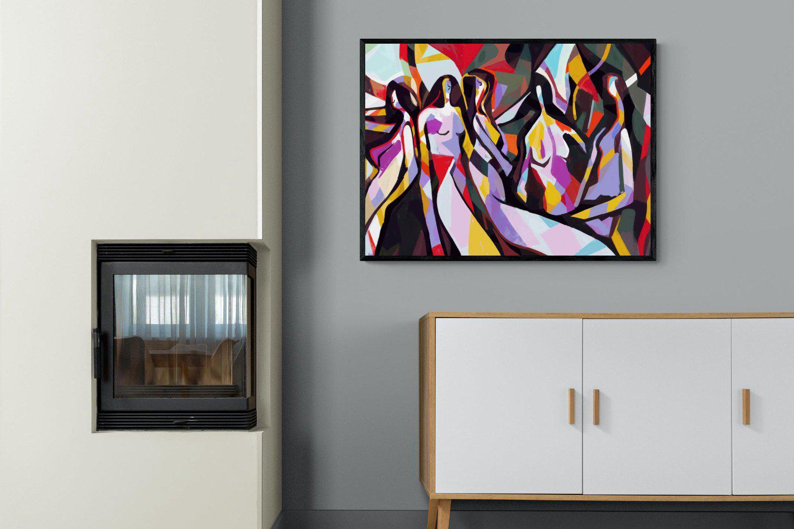 Lounging Ladies-Wall_Art-100 x 75cm-Mounted Canvas-Black-Pixalot