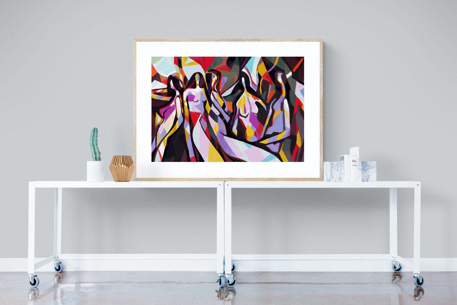 Lounging Ladies-Wall_Art-120 x 90cm-Framed Print-Wood-Pixalot
