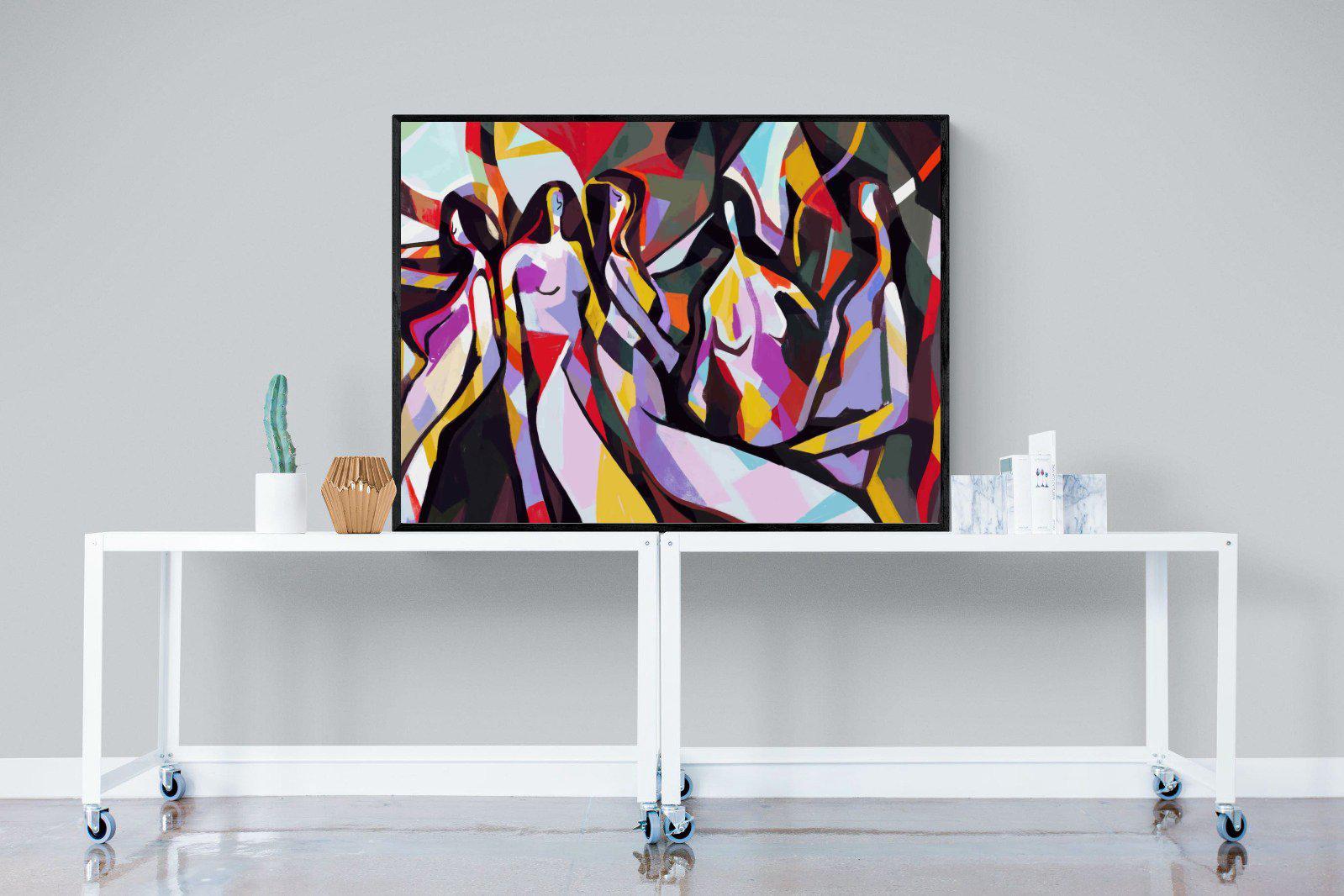 Lounging Ladies-Wall_Art-120 x 90cm-Mounted Canvas-Black-Pixalot