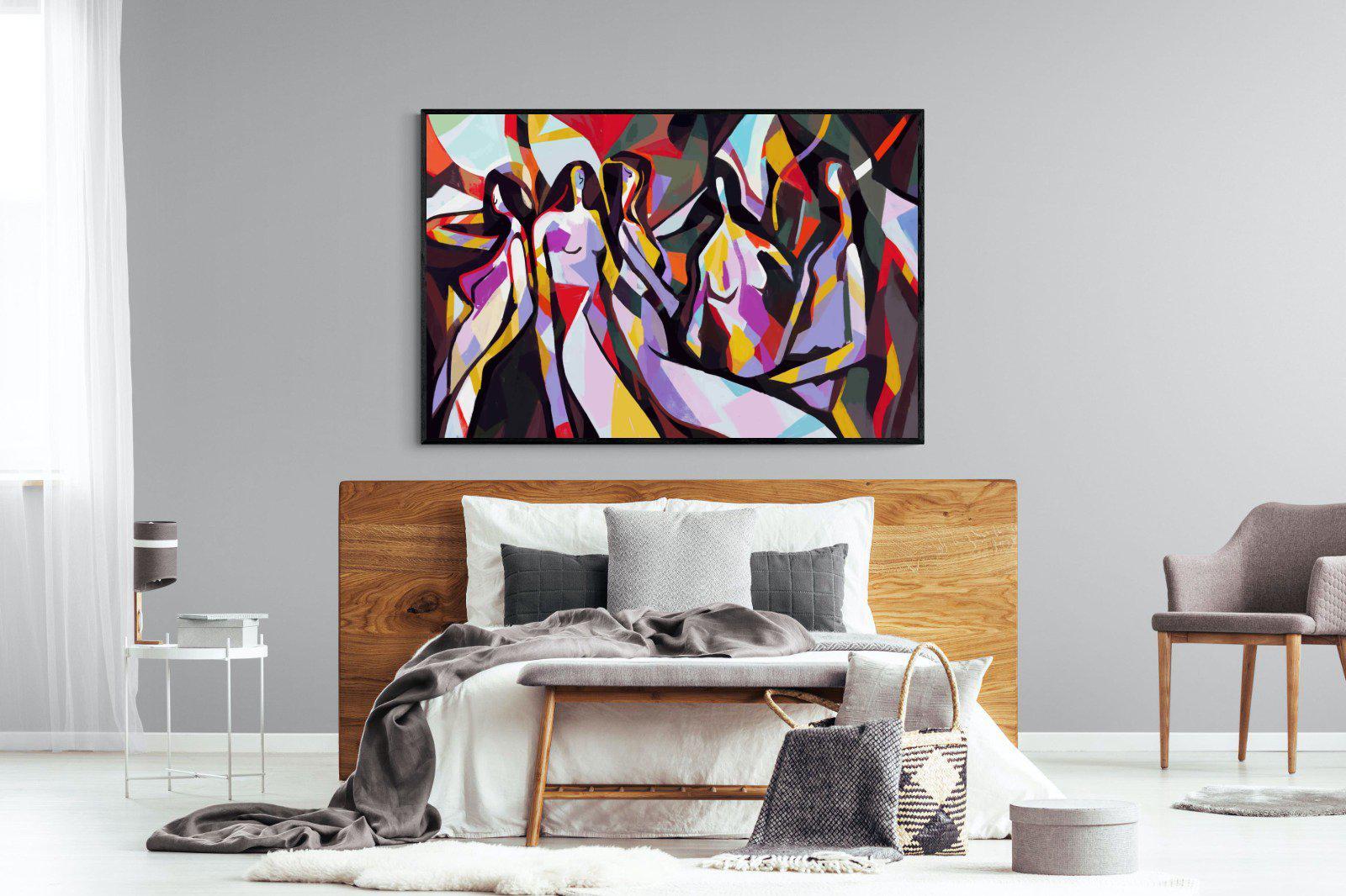 Lounging Ladies-Wall_Art-150 x 100cm-Mounted Canvas-Black-Pixalot