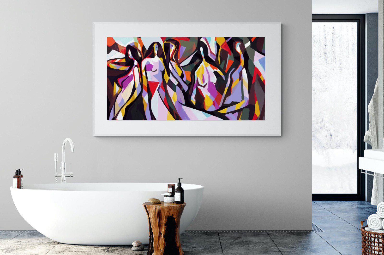 Lounging Ladies-Wall_Art-180 x 110cm-Framed Print-White-Pixalot