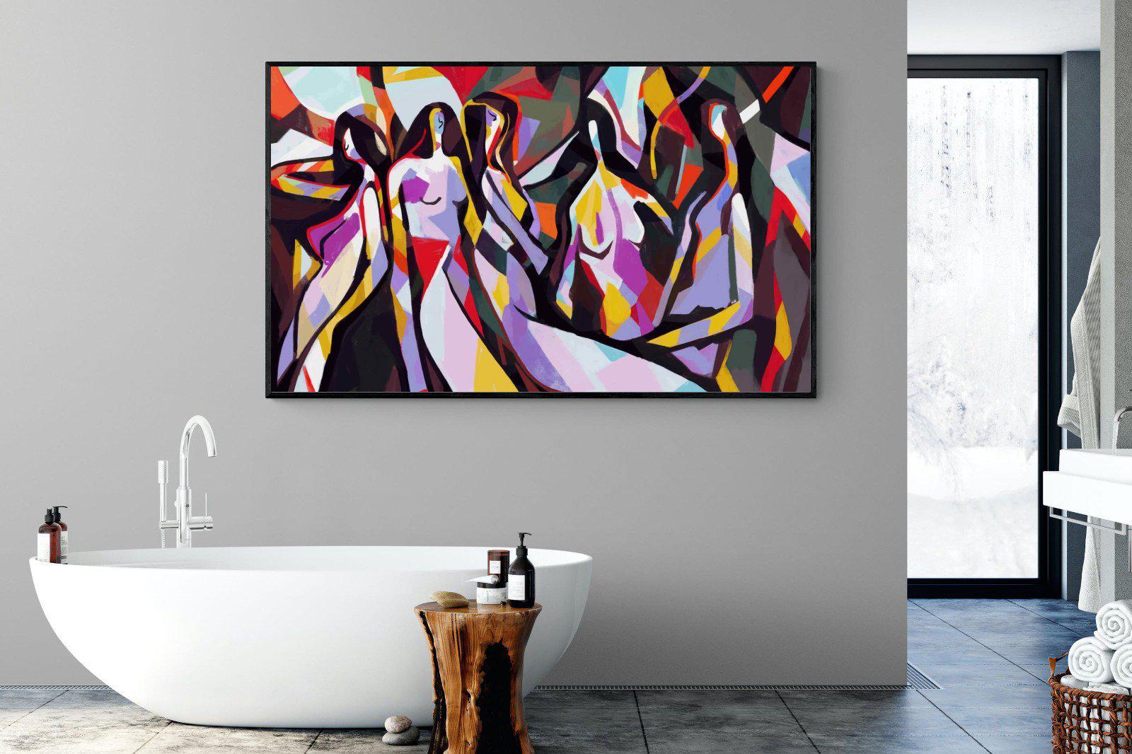 Lounging Ladies-Wall_Art-180 x 110cm-Mounted Canvas-Black-Pixalot