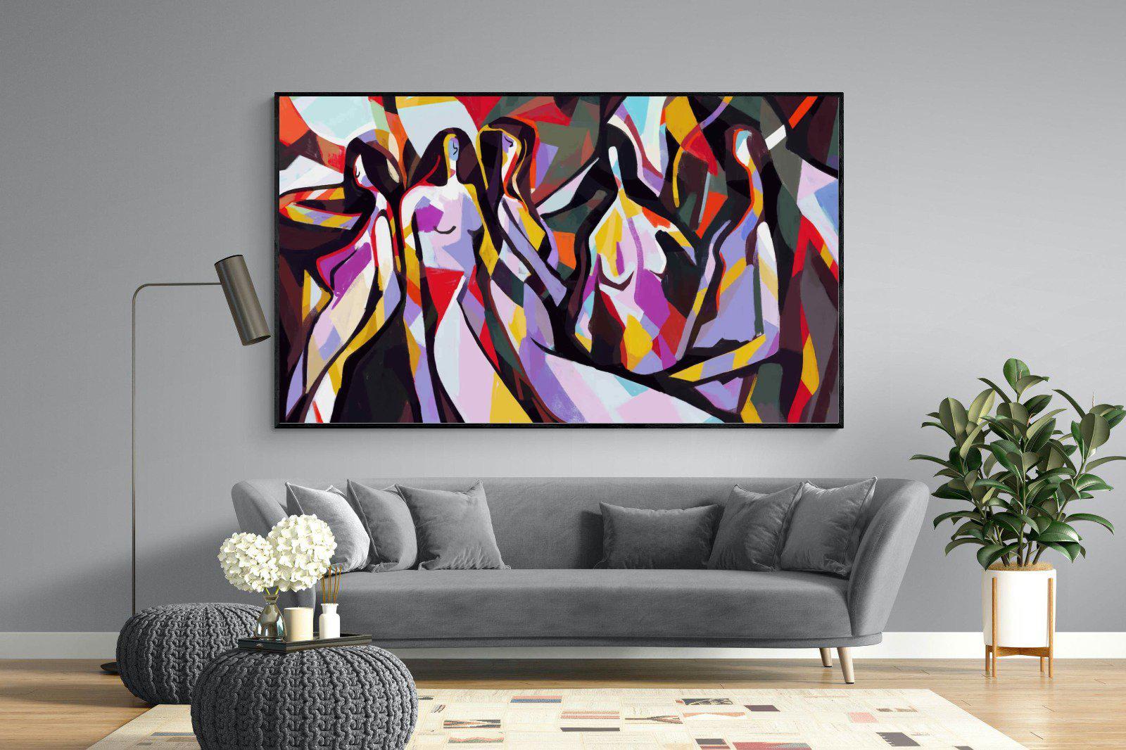 Lounging Ladies-Wall_Art-220 x 130cm-Mounted Canvas-Black-Pixalot