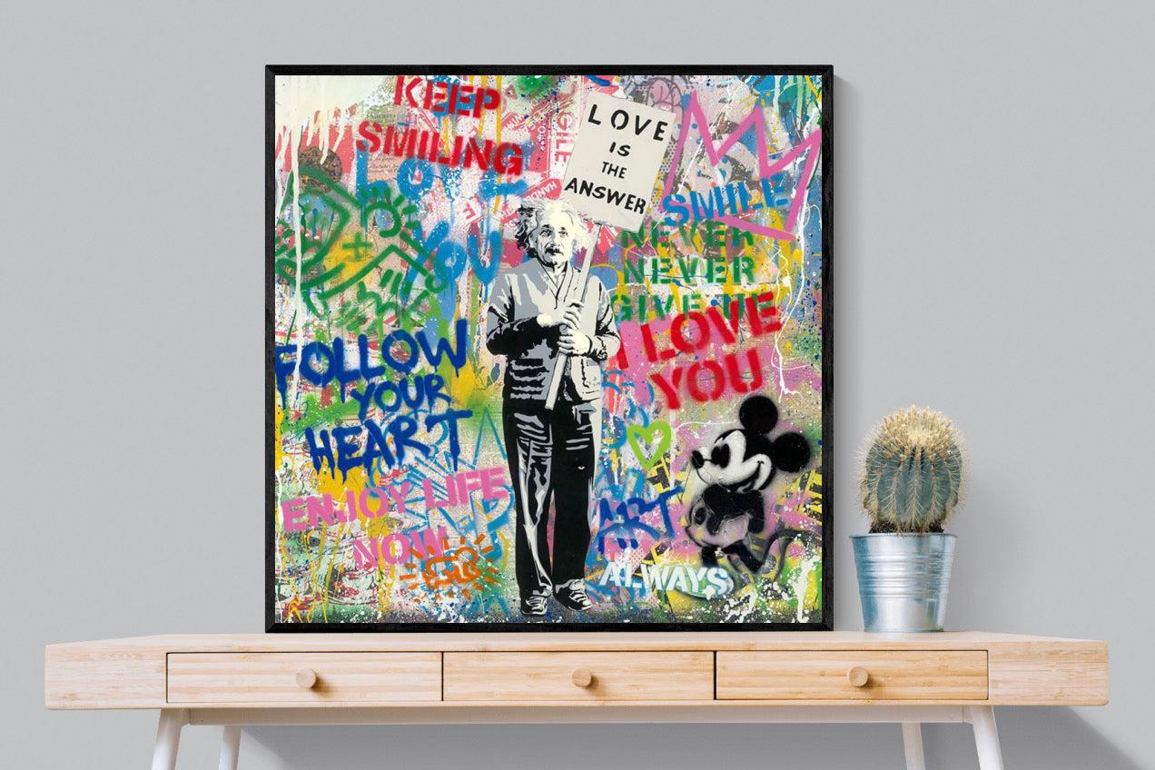 Love is the Answer-Wall_Art-100 x 100cm-Mounted Canvas-Black-Pixalot