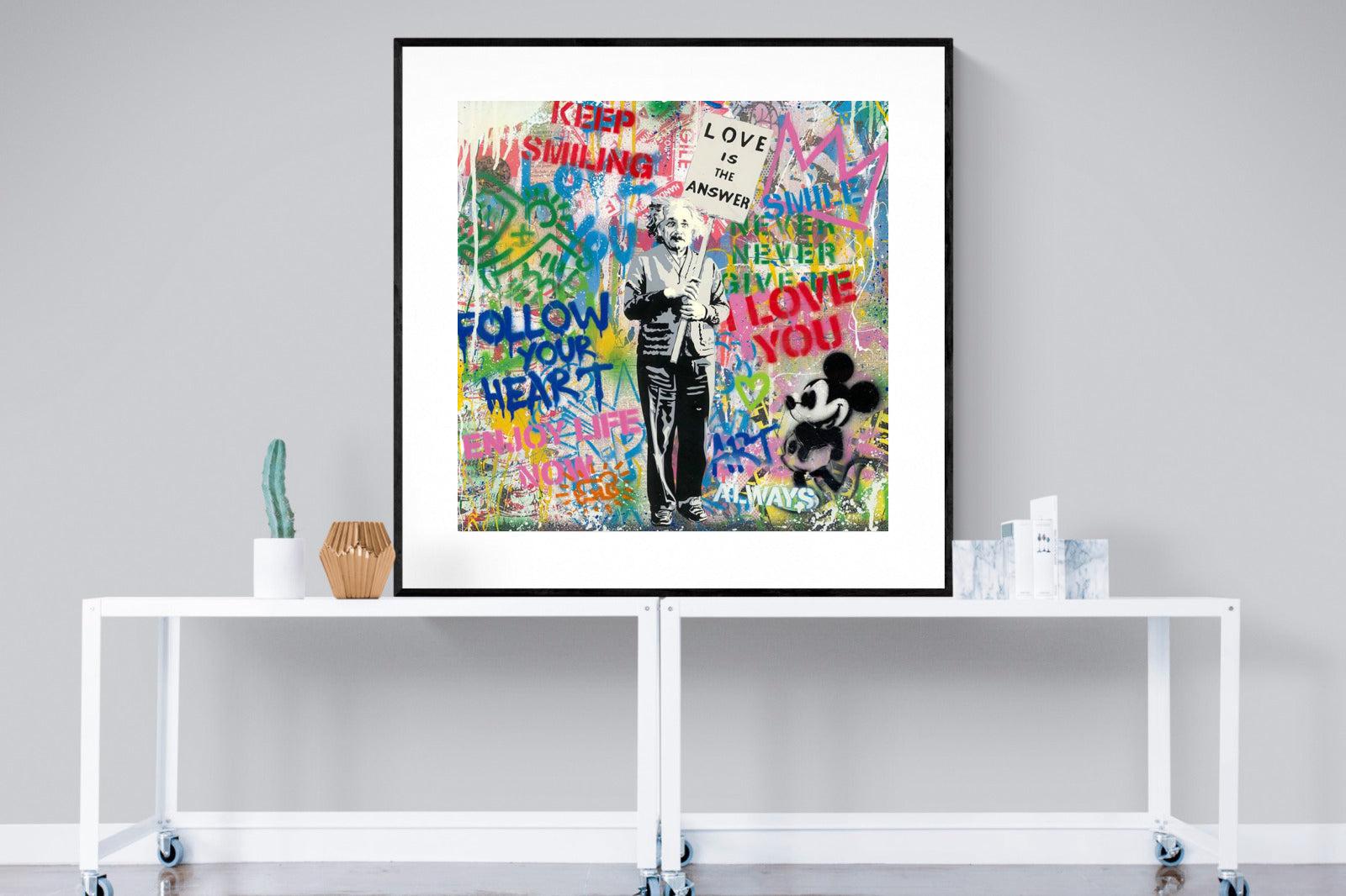 Love is the Answer-Wall_Art-120 x 120cm-Framed Print-Black-Pixalot
