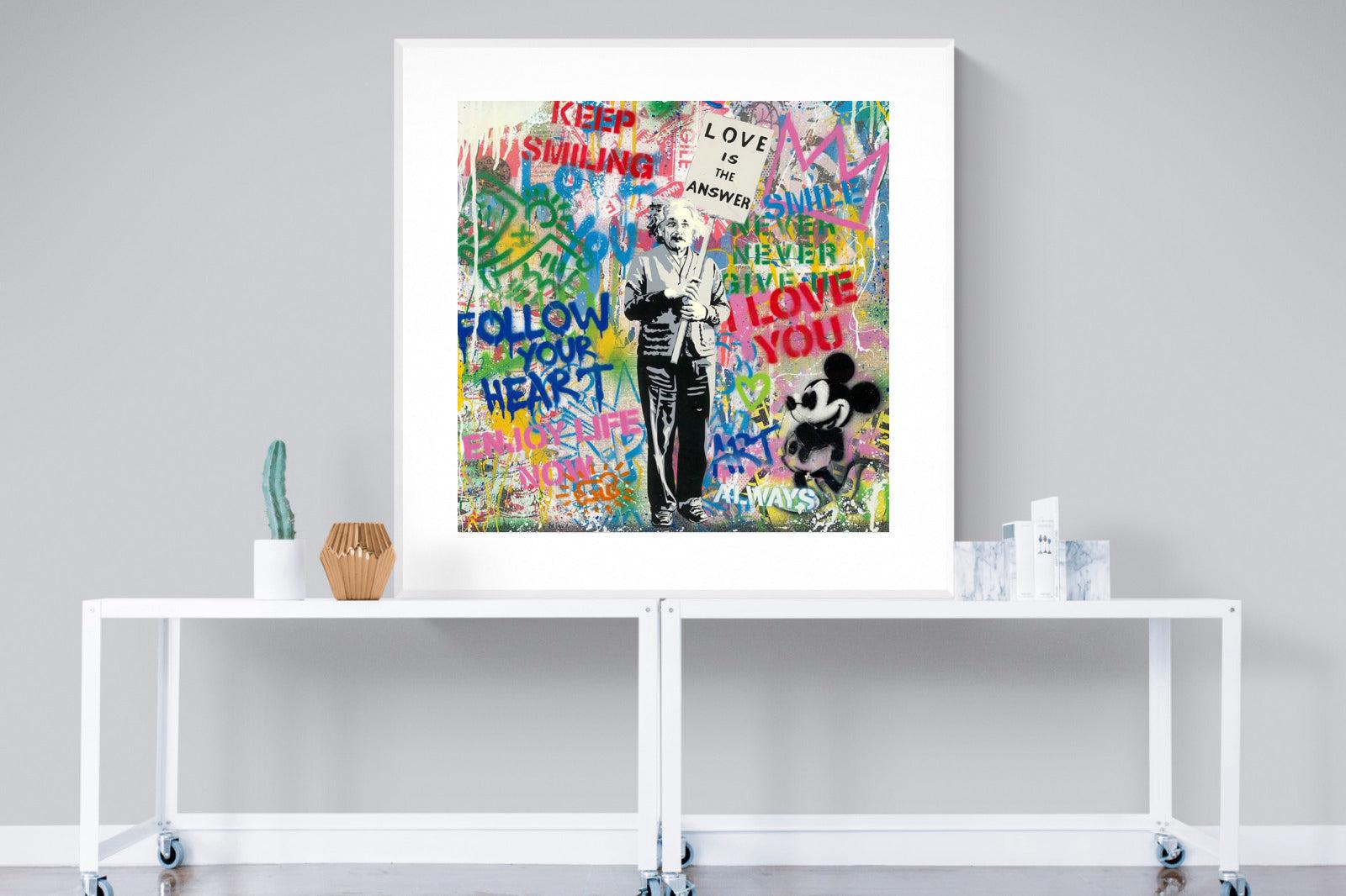 Love is the Answer-Wall_Art-120 x 120cm-Framed Print-White-Pixalot