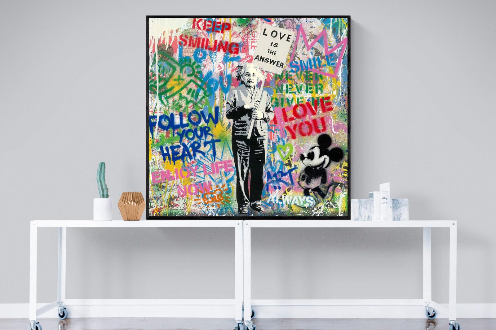 Love is the Answer-Wall_Art-120 x 120cm-Mounted Canvas-Black-Pixalot
