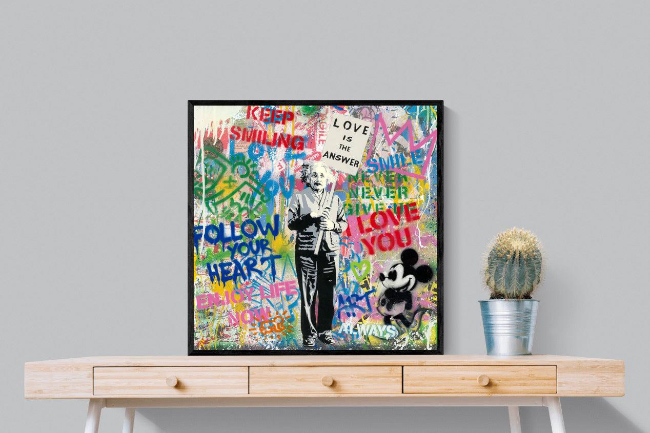 Love is the Answer-Wall_Art-80 x 80cm-Mounted Canvas-Black-Pixalot