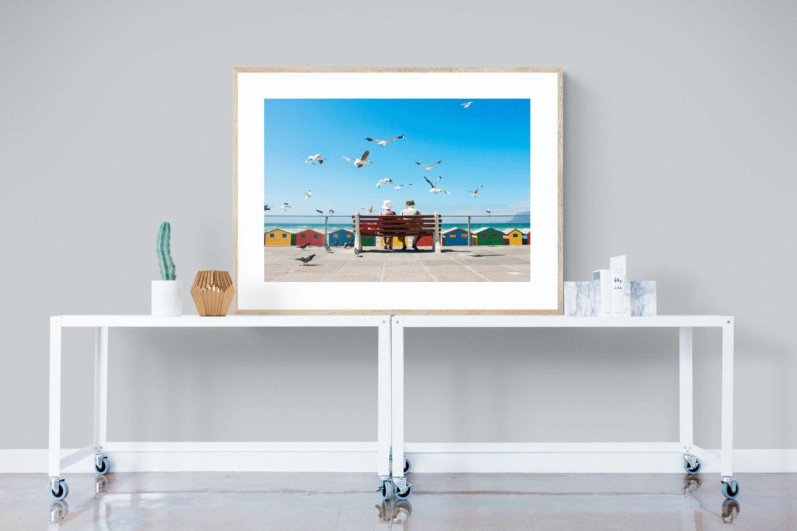 Lunch At The Beach-Wall_Art-120 x 90cm-Framed Print-Wood-Pixalot