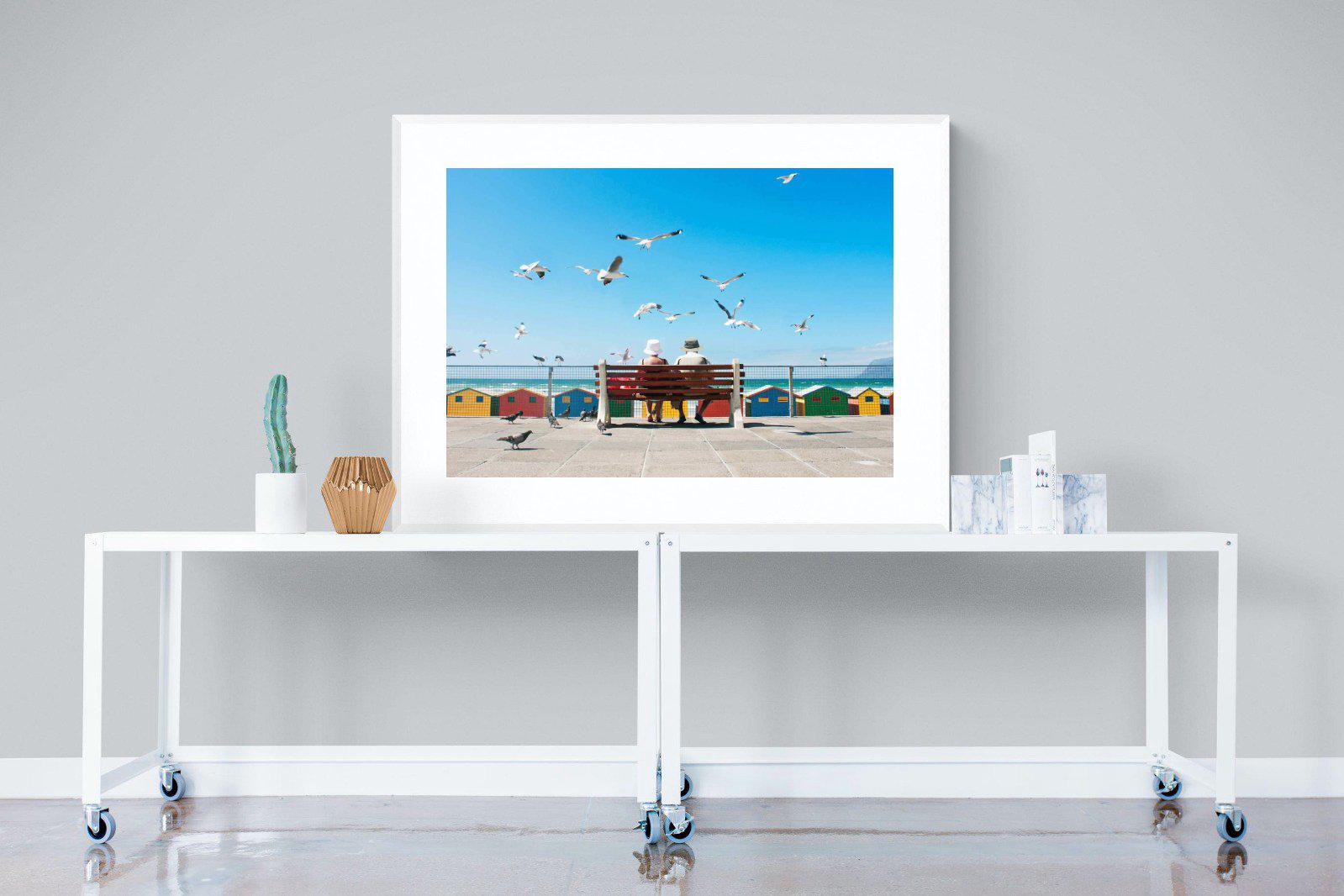 Lunch At The Beach-Wall_Art-120 x 90cm-Framed Print-White-Pixalot