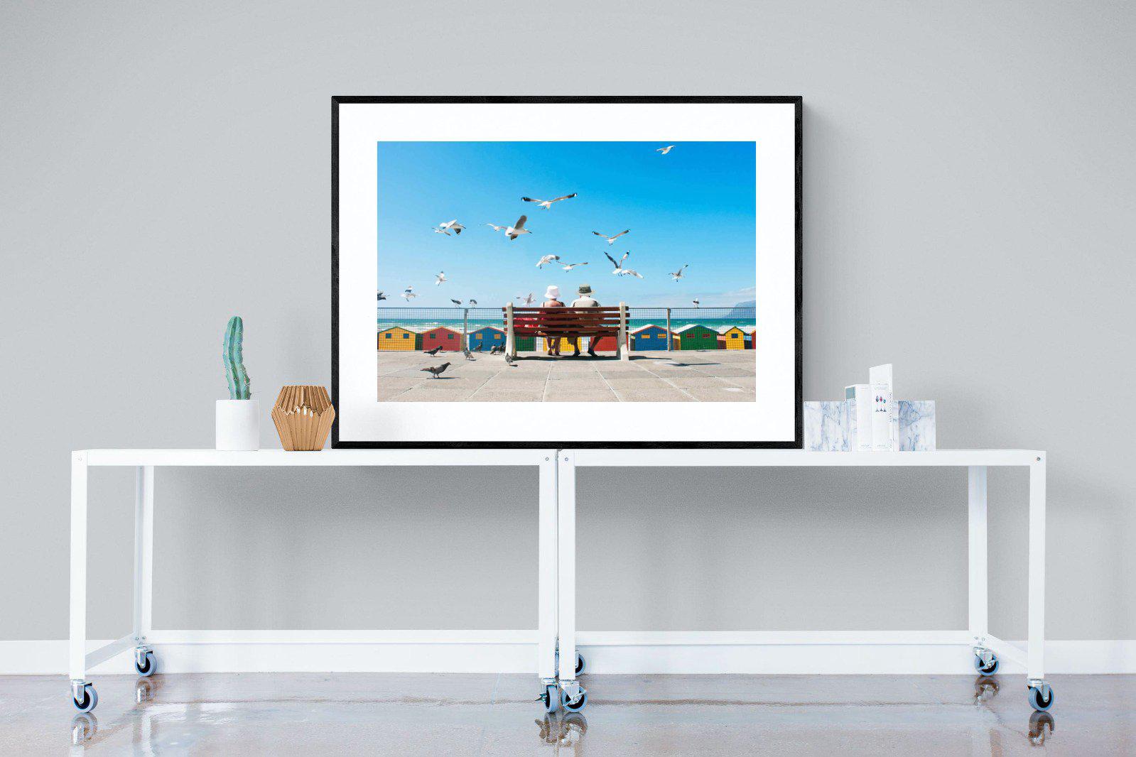 Lunch At The Beach-Wall_Art-120 x 90cm-Framed Print-Black-Pixalot