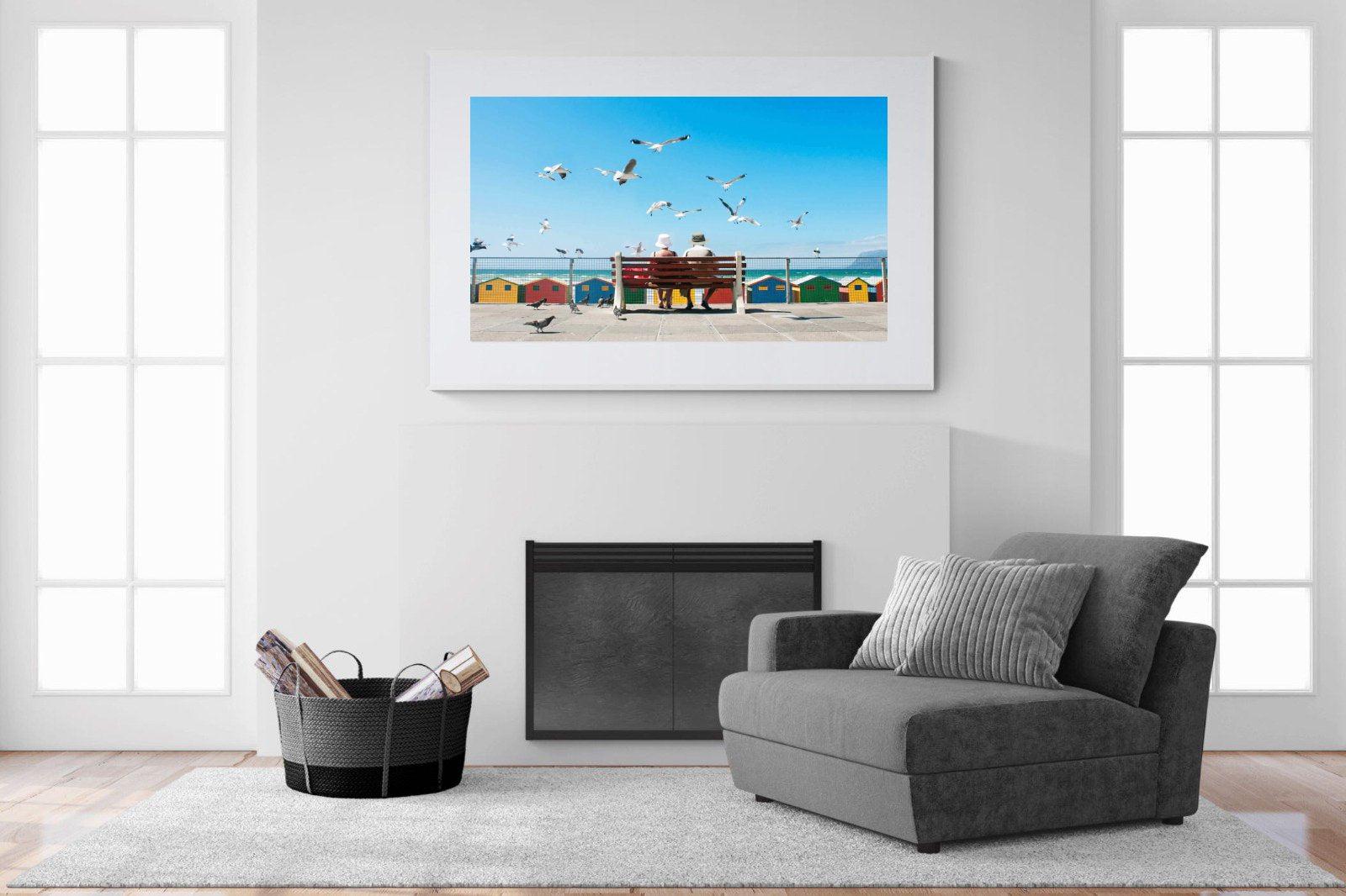 Lunch At The Beach-Wall_Art-150 x 100cm-Framed Print-White-Pixalot