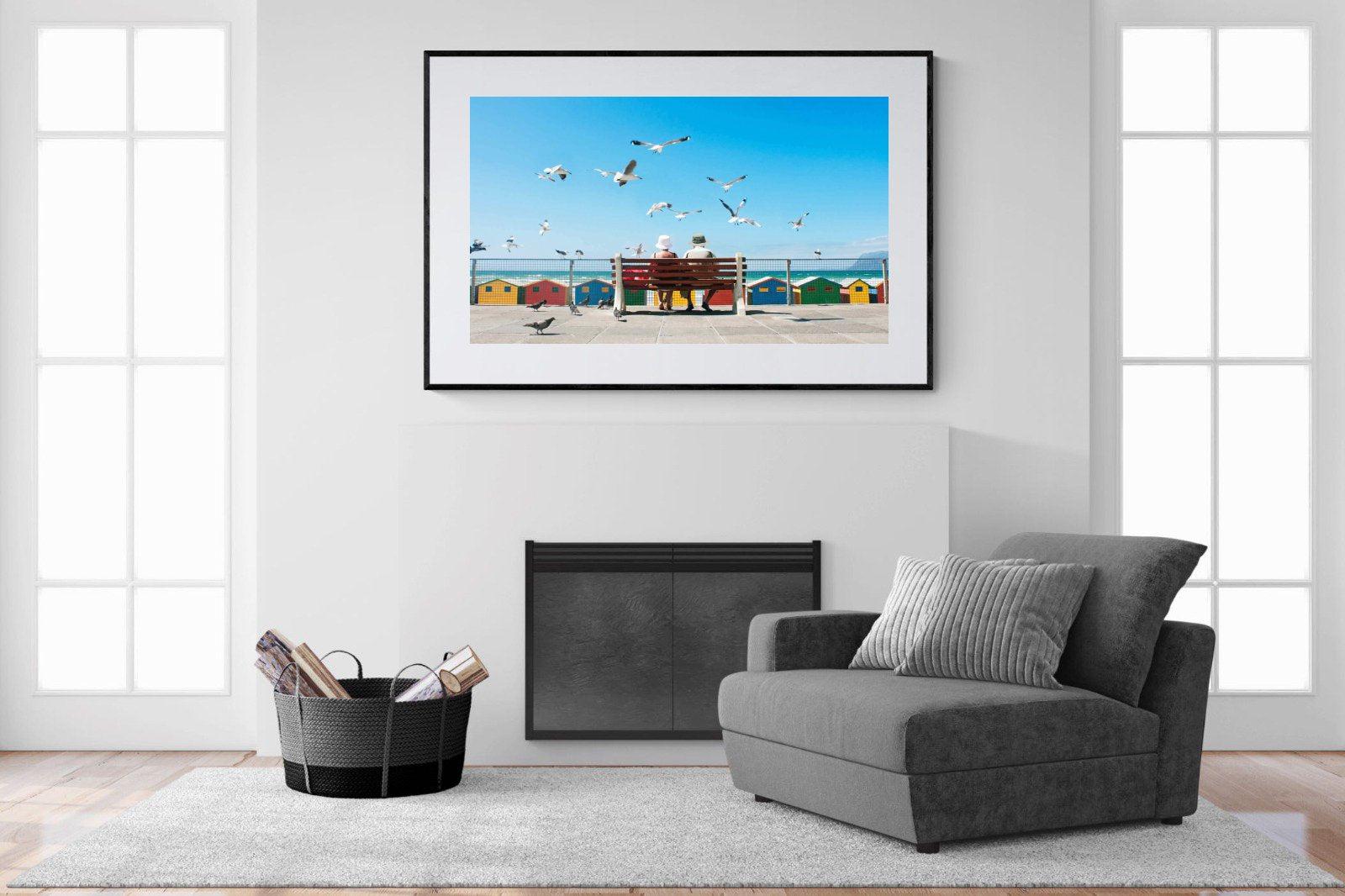 Lunch At The Beach-Wall_Art-150 x 100cm-Framed Print-Black-Pixalot
