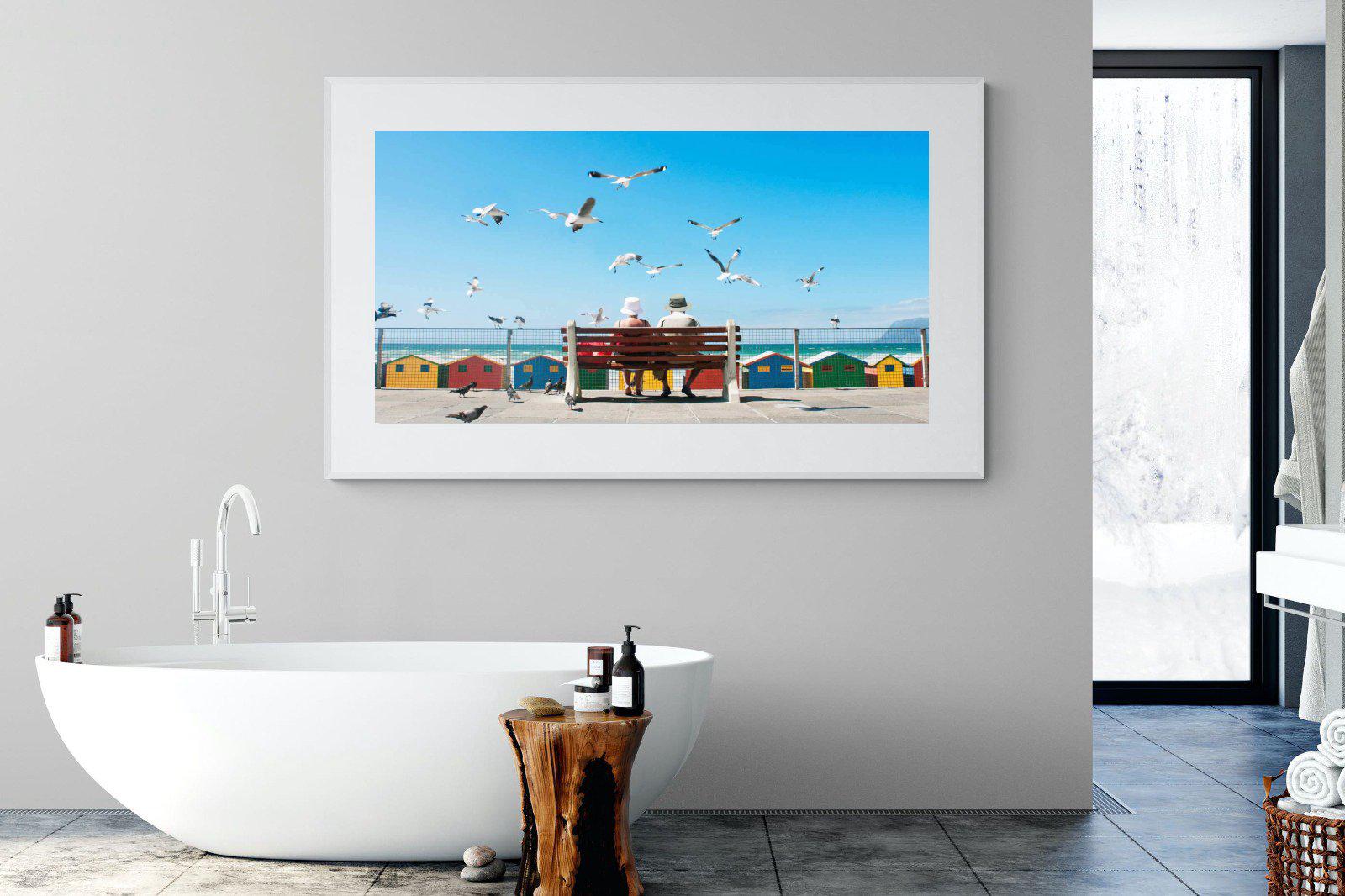 Lunch At The Beach-Wall_Art-180 x 110cm-Framed Print-White-Pixalot