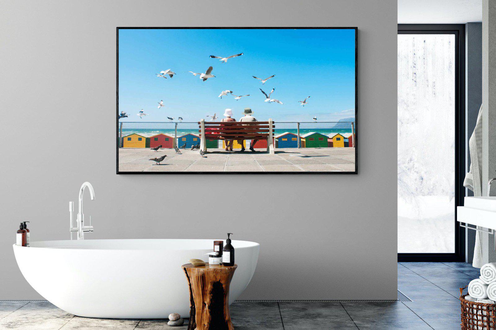 Lunch At The Beach-Wall_Art-180 x 110cm-Mounted Canvas-Black-Pixalot