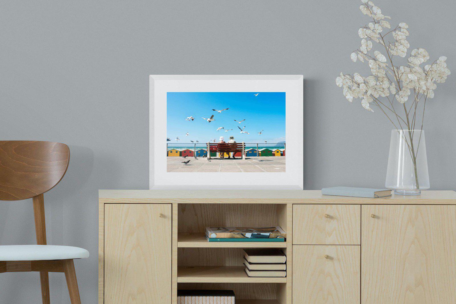 Lunch At The Beach-Wall_Art-60 x 45cm-Framed Print-White-Pixalot