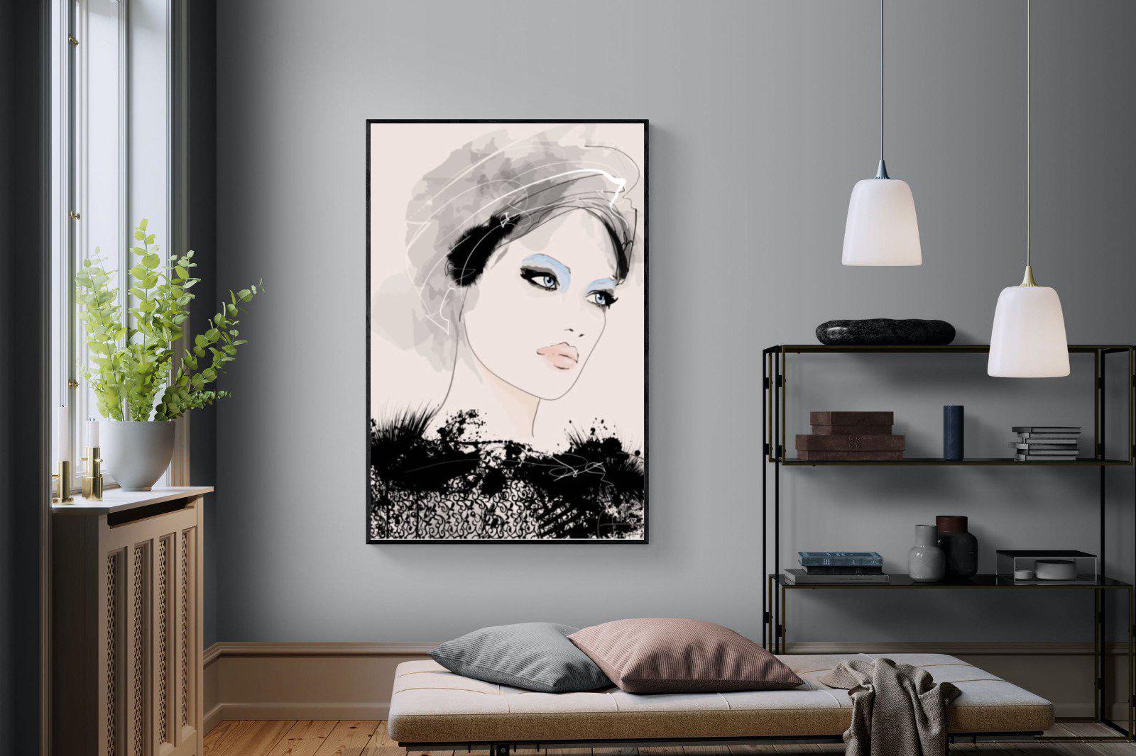 Mademoiselle-Wall_Art-120 x 180cm-Mounted Canvas-Black-Pixalot