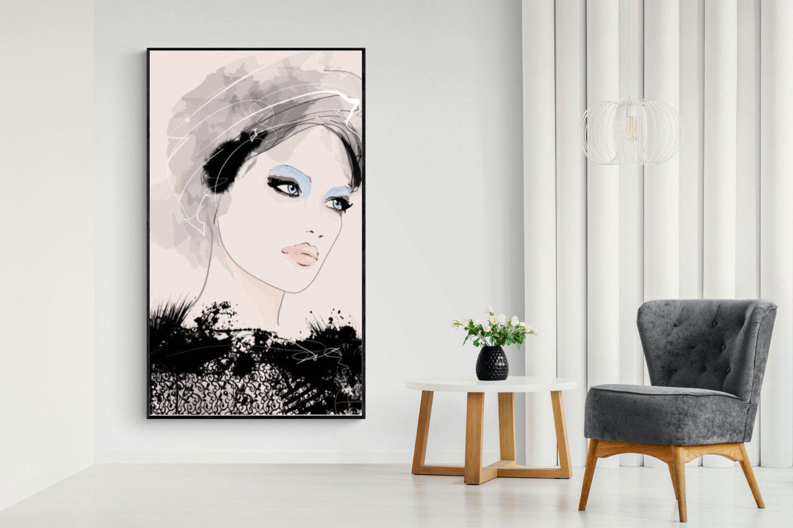 Mademoiselle-Wall_Art-130 x 220cm-Mounted Canvas-Black-Pixalot