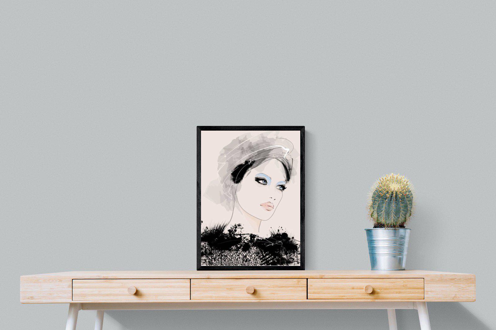 Mademoiselle-Wall_Art-45 x 60cm-Mounted Canvas-Black-Pixalot