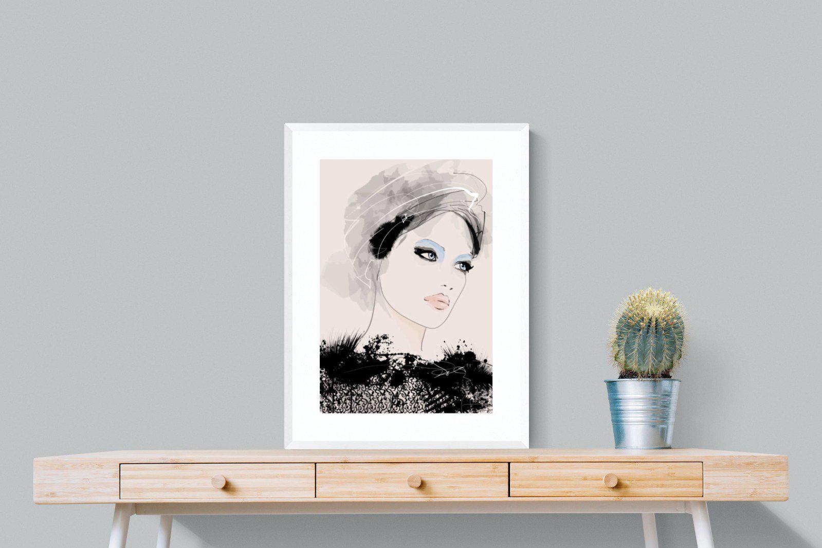 Mademoiselle-Wall_Art-60 x 80cm-Framed Print-White-Pixalot