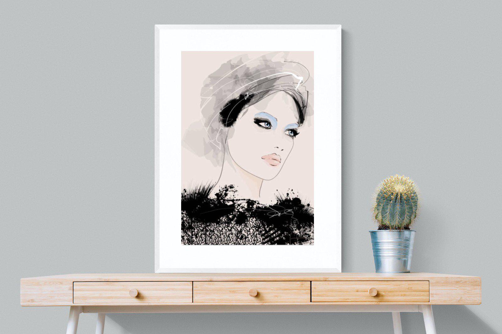 Mademoiselle-Wall_Art-75 x 100cm-Framed Print-White-Pixalot