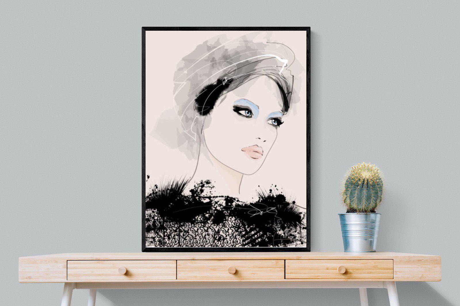 Mademoiselle-Wall_Art-75 x 100cm-Mounted Canvas-Black-Pixalot