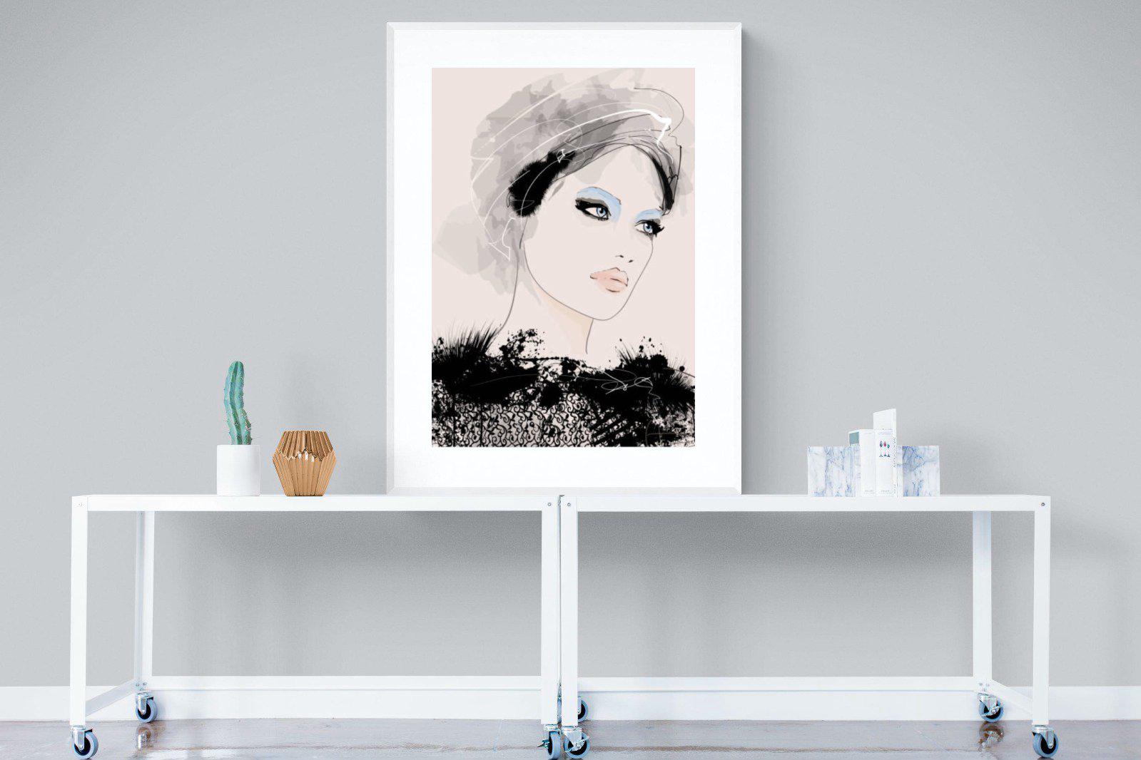 Mademoiselle-Wall_Art-90 x 120cm-Framed Print-White-Pixalot