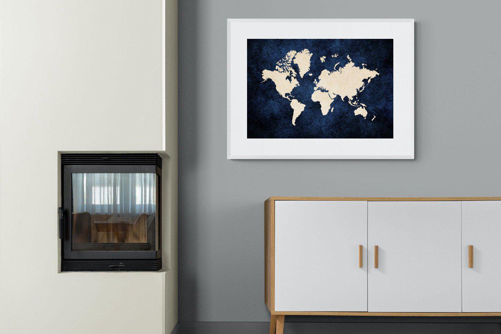 Map of the World-Wall_Art-100 x 75cm-Framed Print-White-Pixalot