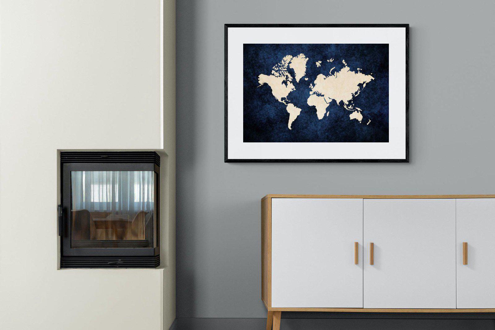 Map of the World-Wall_Art-100 x 75cm-Framed Print-Black-Pixalot
