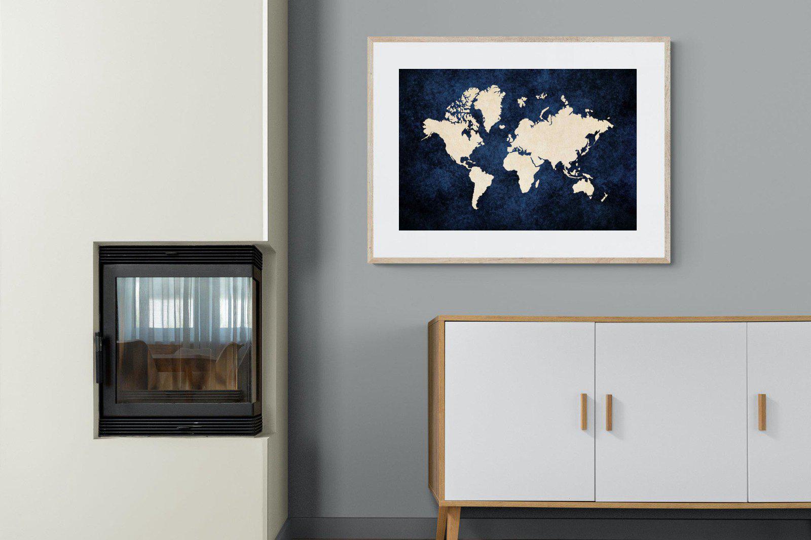 Map of the World-Wall_Art-100 x 75cm-Framed Print-Wood-Pixalot